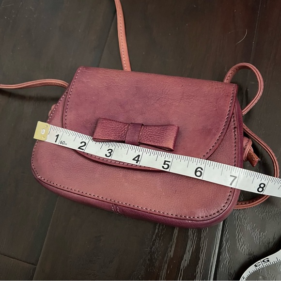 Vintage Blush Pink Leather Crossbody Purse | Bow Detail | Soft Romantic - Picture 6 of 6